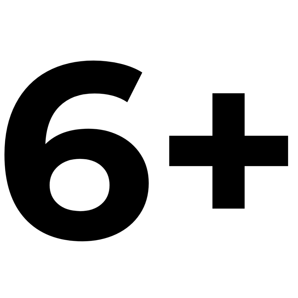 An icon showing age 6 plus