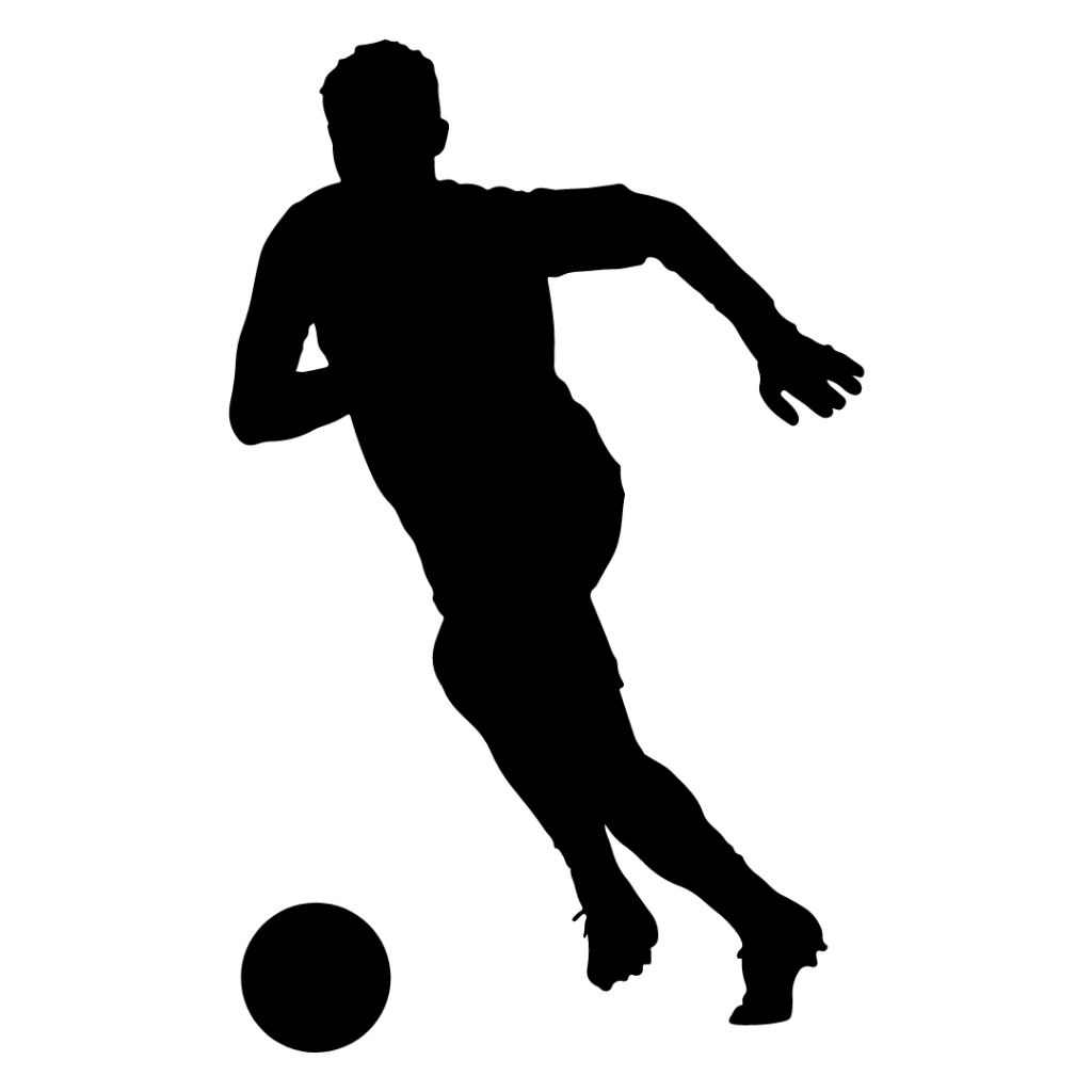 A soccer player dribbling with the ball